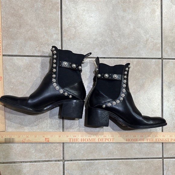 Zara Black ankle Booties with beaded Metallic Accents Sz 7.5 - Picture 7 of 13